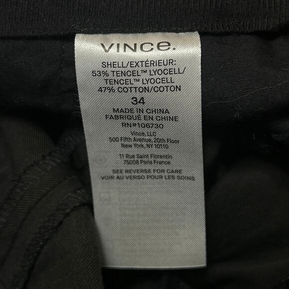 Vince Men's Black High Waisted Straight Leg Button Trousers Dress Pants Size 34 - Picture 5 of 5